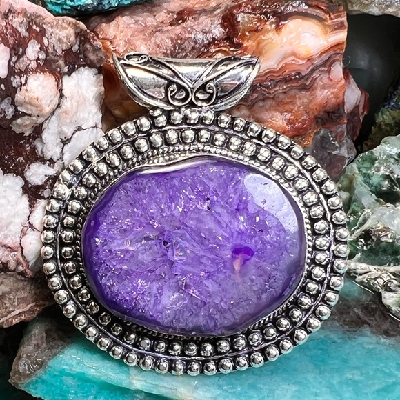 Hand Crafted Jewelry - Purple solar quartz pendant